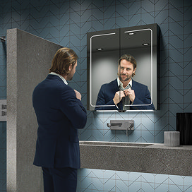 HIB Vapor 60 LED Illuminated Aluminium Mirror Cabinet