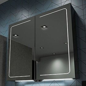 HIB Vapor 80 LED Illuminated Aluminium Mirror Cabinet - 51600 Large Image