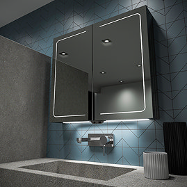 HIB Vapor 80 LED Illuminated Aluminium Mirror Cabinet