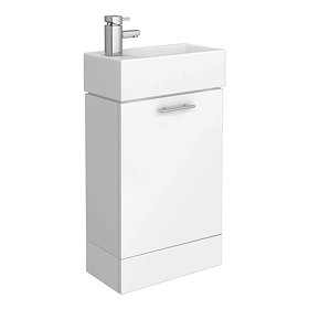 Cubix High Gloss White Vanity Unit inc Ceramic Basin W480 x D230mm - VTY058 Large Image