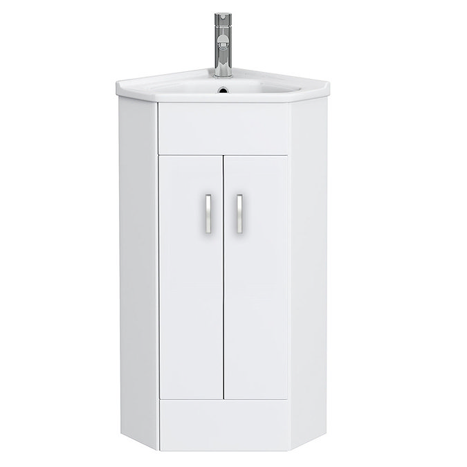 Alaska Corner Cabinet Vanity Unit (High Gloss White)  Feature Large Image