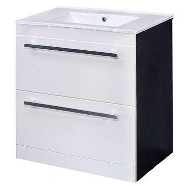 Nova 600 x 400mm White & Ebony Brown Floor Standing Basin Unit - VTFEB600 Profile Large Image