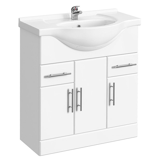 Alaska 1250mm Vanity Unit Bathroom Suite (High Gloss White - Depth 330mm) Profile Large Image