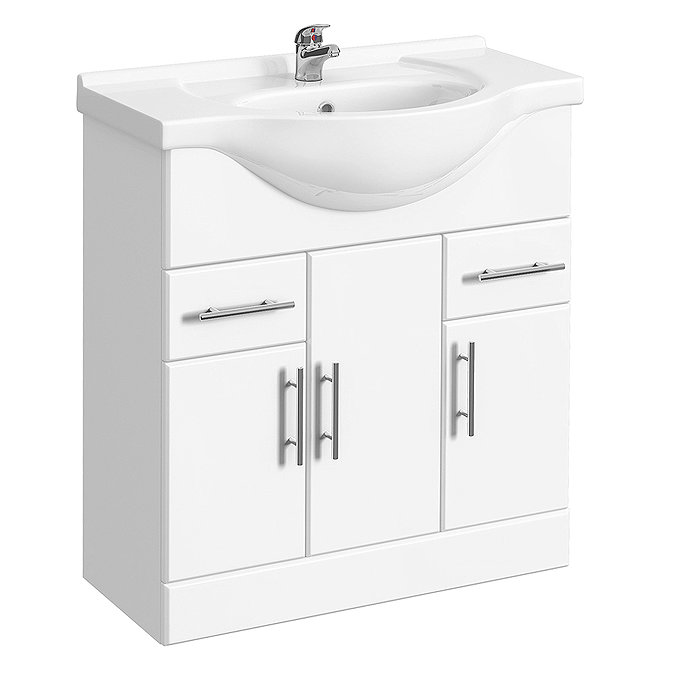 Alaska 1250mm Vanity Unit Bathroom Suite (High Gloss White - Depth 330mm) Profile Large Image