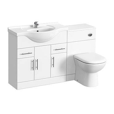 Alaska 1320mm Vanity Unit Bathroom Suite (High Gloss White - Depth 330mm) Profile Large Image