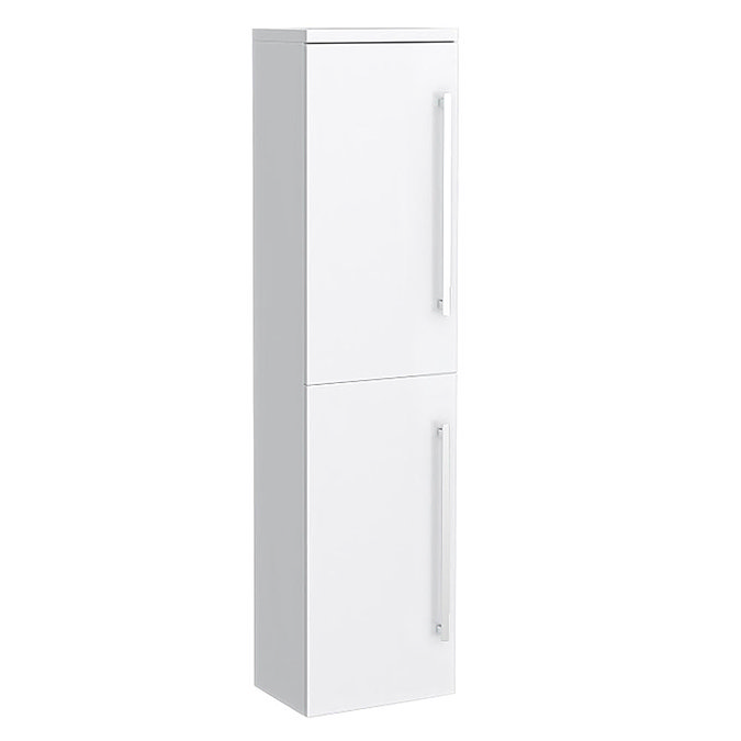 Nova High Gloss White Wall Mounted Tall Side Cabinet W350 x D250mm - VTY070 Large Image