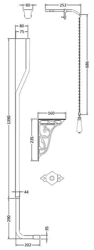 High Level Traditional WC Ceramic Cistern & Flush Pipe Kit