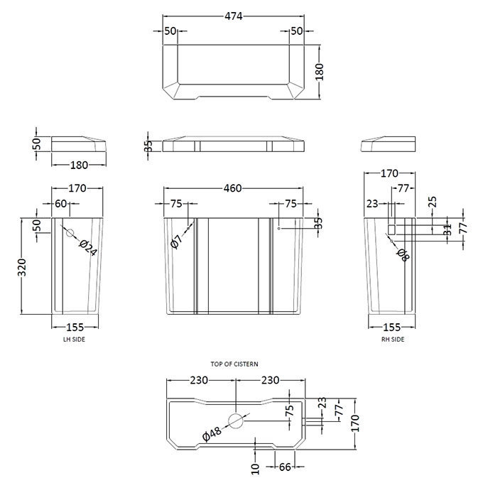 High Level Traditional WC Ceramic Cistern & Flush Pipe Kit