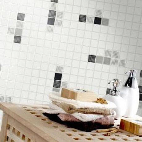 Holden Decor - Matrix Black/White Bathroom Wallpaper - 89071 Profile Large Image