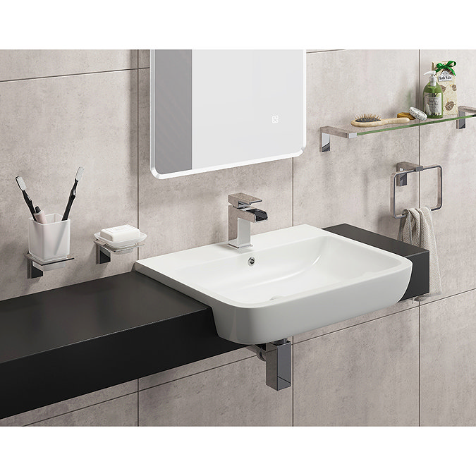 Holly Modern Square Tumbler & Holder - Chrome Profile Large Image