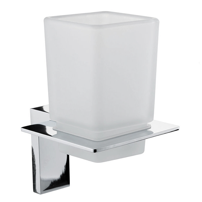 Holly Modern Square Tumbler & Holder - Chrome Large Image