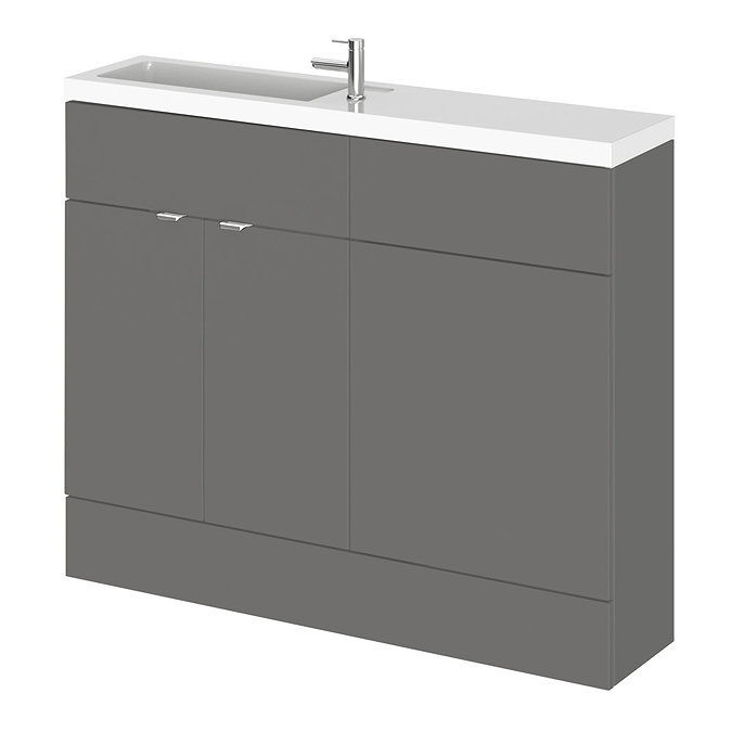 Hudson Reed 1100mm Gloss Grey Compact Combination Unit (600 Vanity + 500 WC unit) Large Image