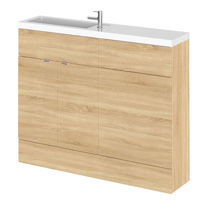 Hudson Reed 1100mm Natural Oak Compact Combination Unit (600 Vanity + 500 WC unit) Large Image