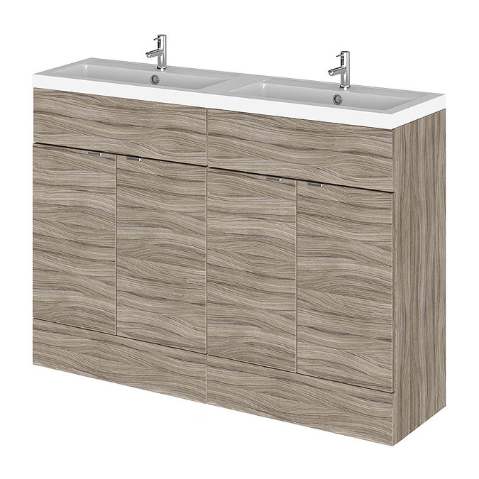 Hudson Reed Fusion 1200mm Driftwood Full Depth Floorstanding Unit & Double Basin Large Image