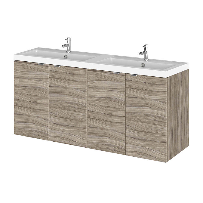 Hudson Reed 1200mm Driftwood Full Depth Wall Hung Unit & Double Basin Large Image