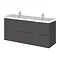 Hudson Reed 1200mm Gloss Grey Full Depth Wall Hung 4-Drawer Unit & Double Basin Large Image