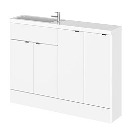 Hudson Reed 1200mm Gloss White Compact Combination Unit (600 Vanity, 300 Base Unit x 2) Large Image