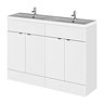 Hudson Reed 1200mm Gloss White Full Depth Floorstanding Unit & Double Basin Large Image