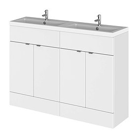 Hudson Reed 1200mm Gloss White Full Depth Floorstanding Unit & Double Basin Large Image