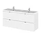 Hudson Reed 1200mm Gloss White Full Depth Wall Hung 4-Drawer Unit & Double Basin Large Image