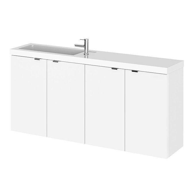 Hudson Reed 1200mm Gloss White Wall Hung Compact Combination Unit (600 Vanity x 2) Large Image