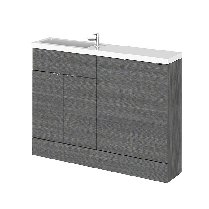 Hudson Reed 1200mm Grey Avola Compact Combination Unit (600 Vanity, 300 Base Unit x 2)