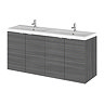 Hudson Reed 1200mm Grey Avola Full Depth Wall Hung Unit & Double Basin