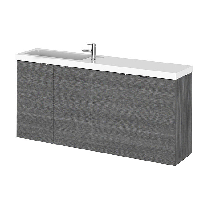 Hudson Reed 1200mm Grey Avola Wall Hung Compact Combination Unit (600 Vanity x 2)