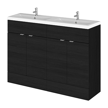 Hudson Reed Fusion 1200mm Hacienda Black Full Depth Floorstanding Unit & Double Basin Profile Large Image