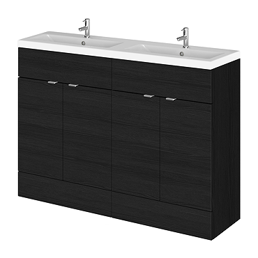 Hudson Reed Fusion 1200mm Hacienda Black Full Depth Floorstanding Unit & Double Basin  Profile Large Image