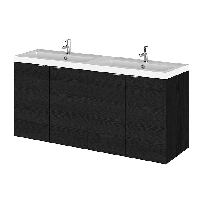 Hudson Reed 1200mm Hacienda Black Full Depth Wall Hung Unit & Double Basin