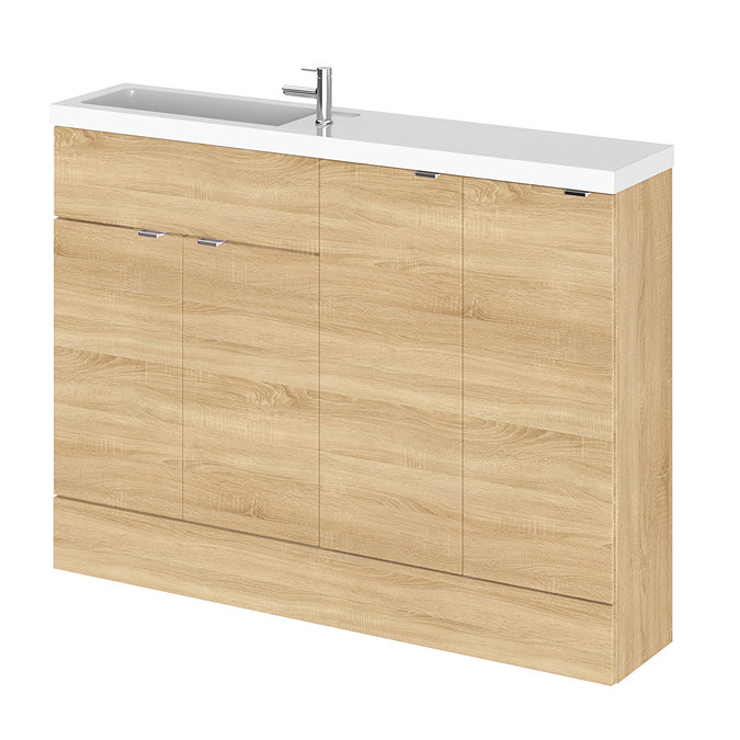 Hudson Reed 1200mm Natural Oak Compact Combination Unit (600 Vanity, 300 Base Unit x 2) Large Image