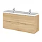 Hudson Reed 1200mm Natural Oak Full Depth Wall Hung 4-Drawer Unit & Double Basin Large Image