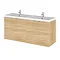 Hudson Reed 1200mm Natural Oak Full Depth Wall Hung Unit & Double Basin Large Image