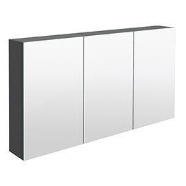 Hudson Reed 1350mm Gloss Grey 3 Door Mirror Cabinet - QUA010 Medium Image