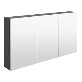 Hudson Reed 1350mm Gloss Grey 3 Door Mirror Cabinet - QUA010 Large Image