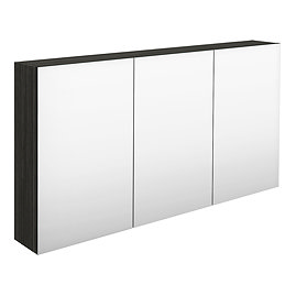 Hudson Reed 1350mm Hacienda Black 3 Door Mirror Cabinet - QUA011 Large Image