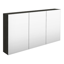 Hudson Reed 1350mm Hacienda Black 3 Door Mirror Cabinet - QUA011 Large Image
