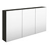 Hudson Reed 1350mm Hacienda Black 3 Door Mirror Cabinet - QUA011 Large Image