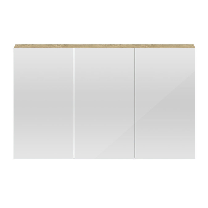 Hudson Reed 1350mm Natural Oak 3 Door Mirror Cabinet - QUA012 Feature Large Image