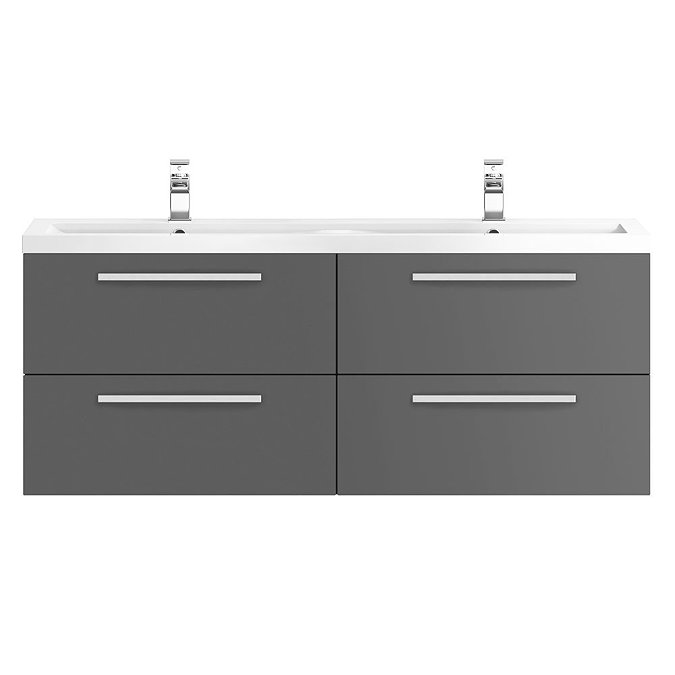 Hudson Reed 1440mm Gloss Grey Quartet Double Basin Vanity Unit  additional Large Image