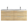 Hudson Reed 1440mm Natural Oak Quartet Double Basin Vanity Unit  Profile Large Image