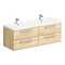 Hudson Reed 1440mm Natural Oak Quartet Double Basin Vanity Unit Large Image