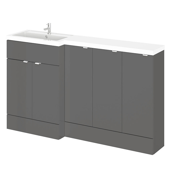 Hudson Reed 1500mm Gloss Grey Combination Unit (600 Vanity + 300 Base Unit x 3) Large Image