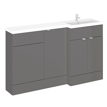 Hudson Reed Fusion 1500mm Gloss Grey Combination Unit (600 Vanity, 400 Base Unit + 500 WC Unit)  Profile Large Image