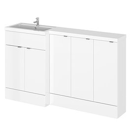 Hudson Reed 1500mm Gloss White Combination Unit (600 Vanity + 300 Base Unit x 3) Large Image