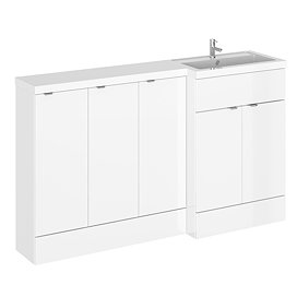 Hudson Reed Fusion 1500 RH Gloss White Combination Unit (600 Vanity + 300 Base Unit x 3) Large Image