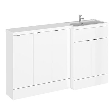 Hudson Reed Fusion 1500mm Gloss White Combination Unit (600 Vanity + 300 Base Unit x 3)  Profile Large Image