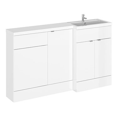 Hudson Reed 1500mm Gloss White Combination Unit (600 Vanity, 400 Base Unit + 500 WC Unit)  Feature L