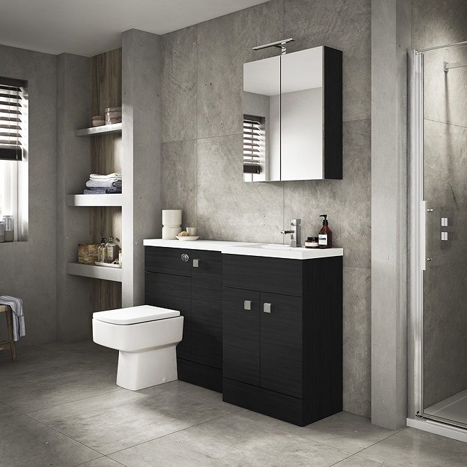 Hudson Reed Fusion 1500mm Black Combination Unit (600 Vanity, 400 Base Unit + 500 WC Unit)